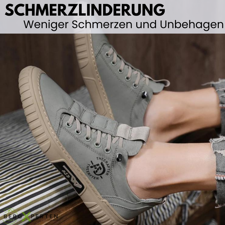 Unisex ergonomische schoenen met een flexibele zool en ademend bovenwerk voor pijnverlichting, zijaanzicht.