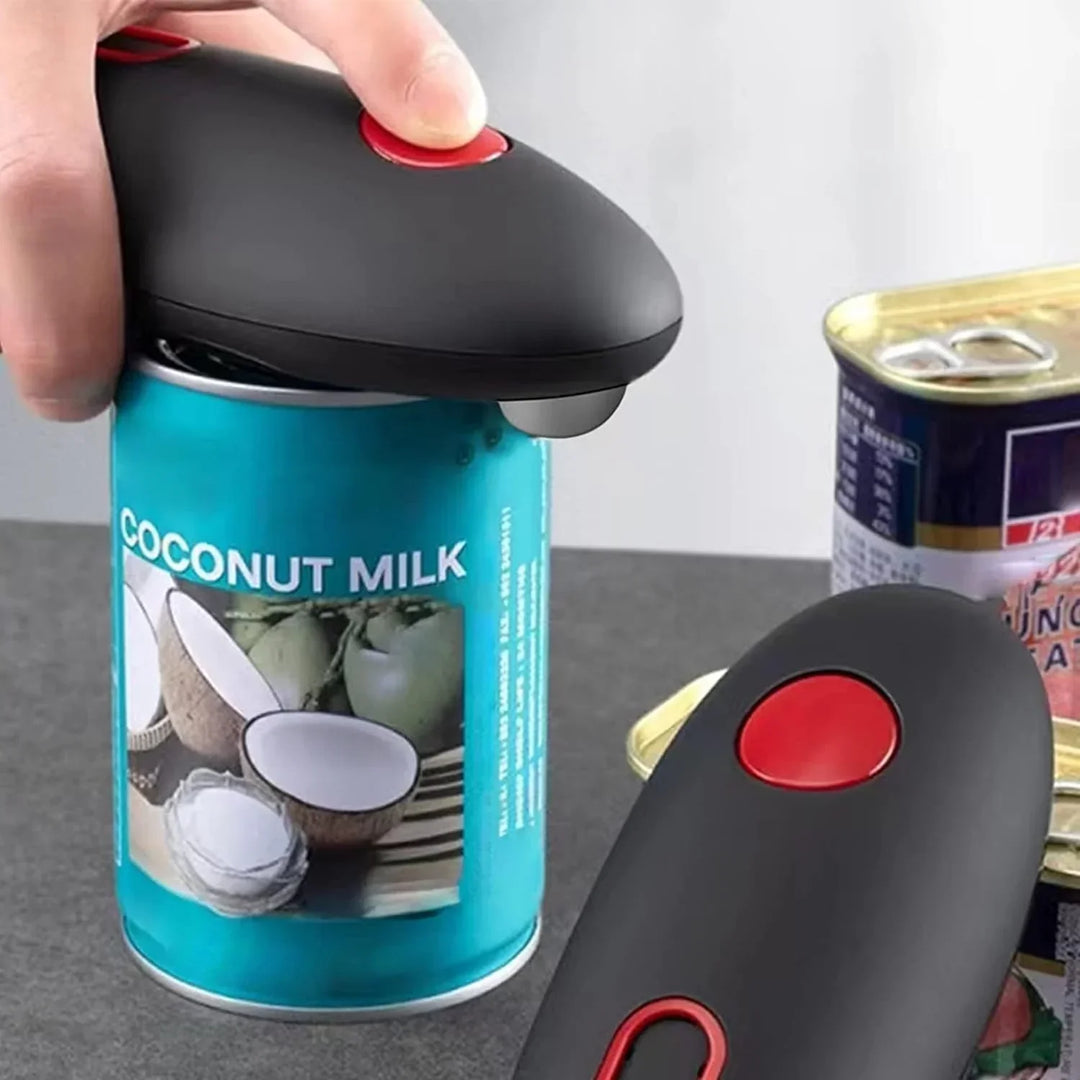 Ergonomische automatische blikopener met één-knop bediening, handig, werkt op batterijen voor veilig gebruik in de keuken