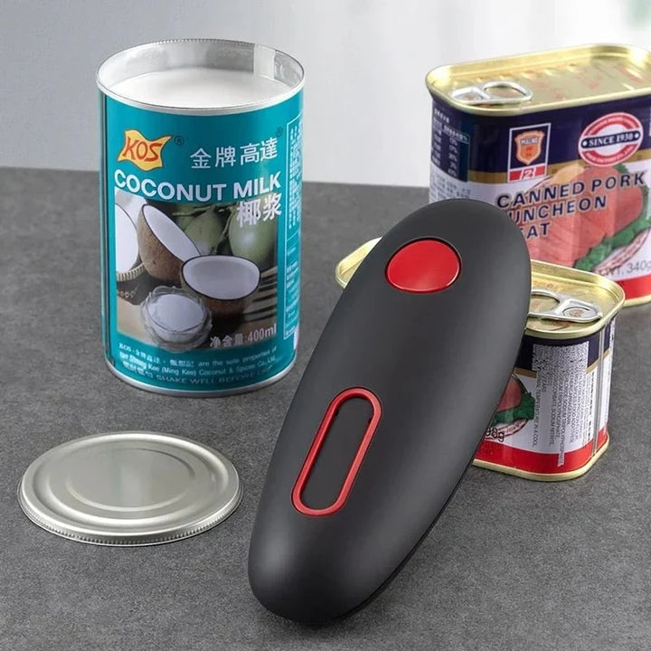 Ergonomische automatische blikopener met één-knop bediening, handig, werkt op batterijen voor veilig gebruik in de keuken