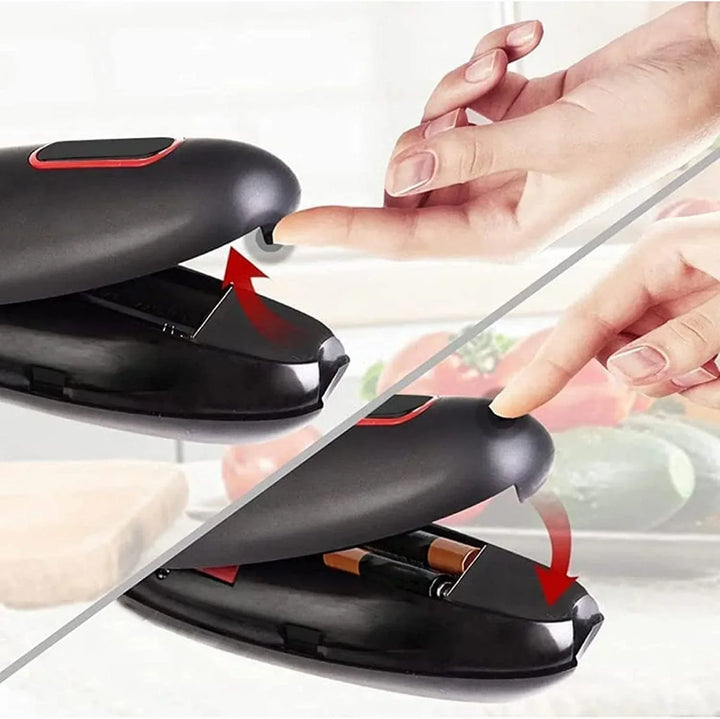 Ergonomische automatische blikopener met één-knop bediening, handig, werkt op batterijen voor veilig gebruik in de keuken
