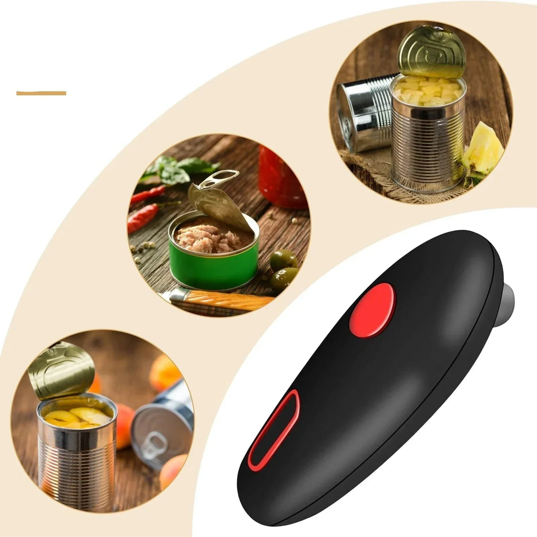 Ergonomische automatische blikopener met één-knop bediening, handig, werkt op batterijen voor veilig gebruik in de keuken