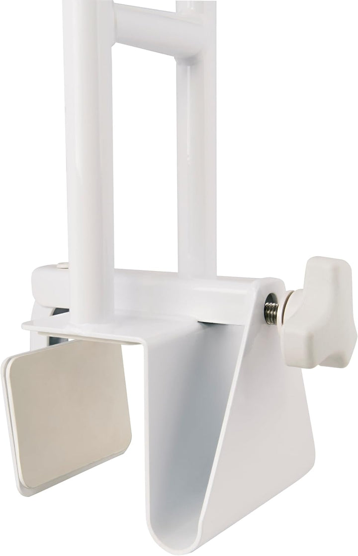 Witte, ergonomische badkuiphandgreep voor senioren die zorgt voor veilige ondersteuning zonder montage.