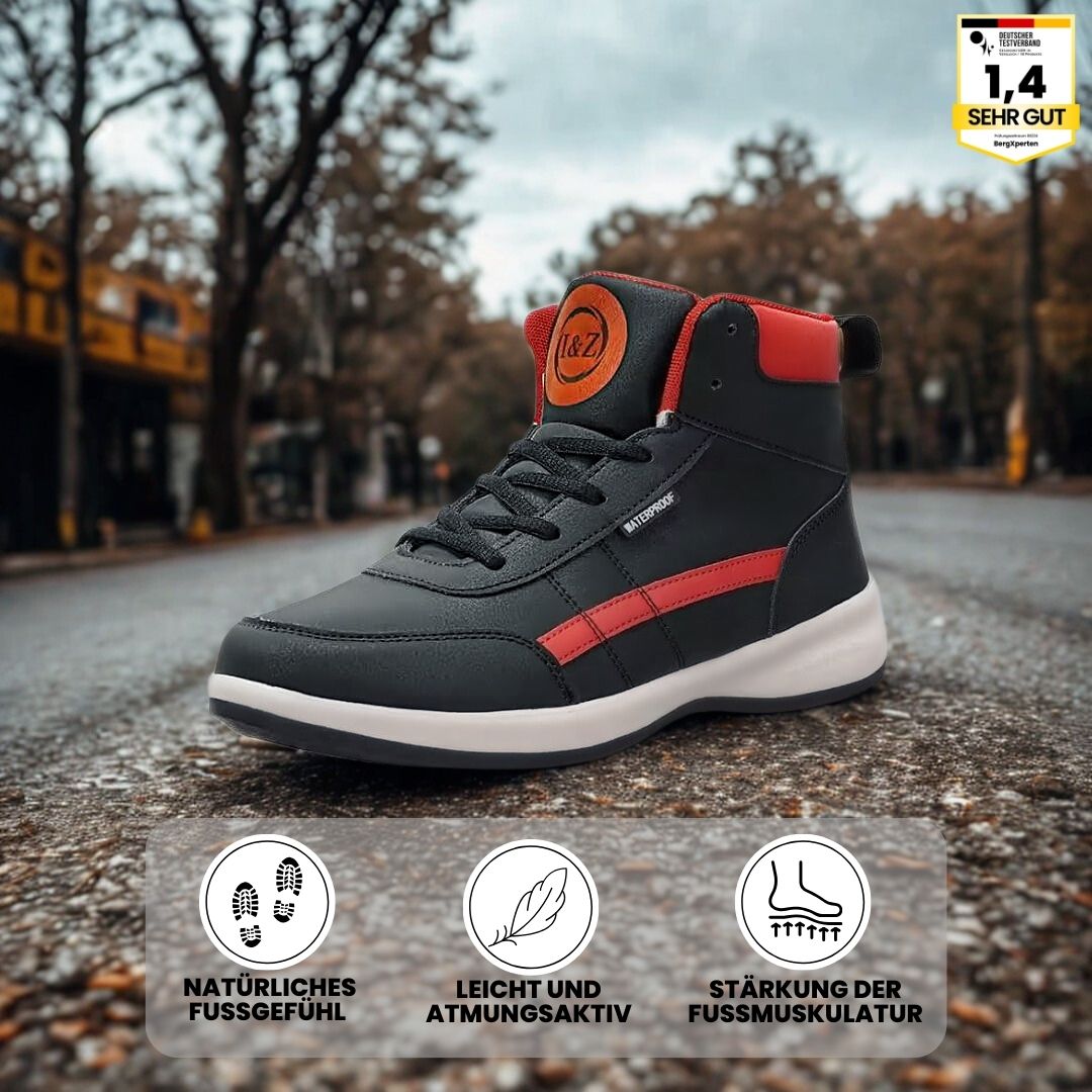 Dames- of heren comfort schoen in zwart, ergonomisch, antislip en modern.