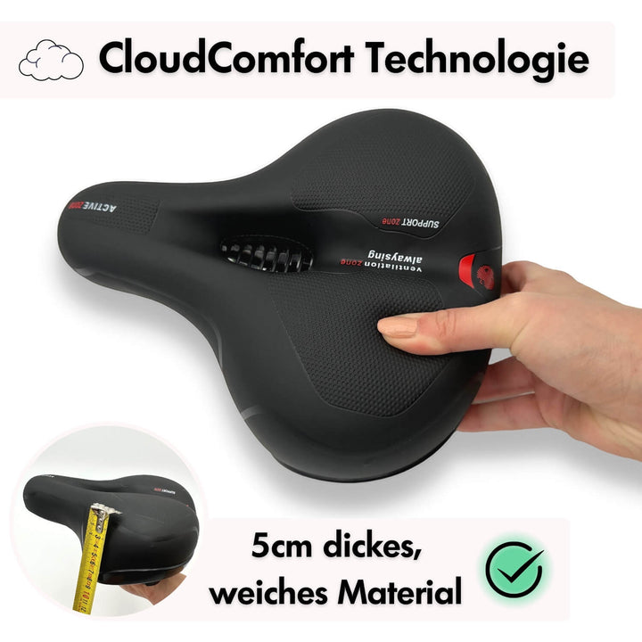 CloudComfort Pro ergonomisch fietszadel met geltechnologie en ademend oppervlak voor maximaal fietscomfort