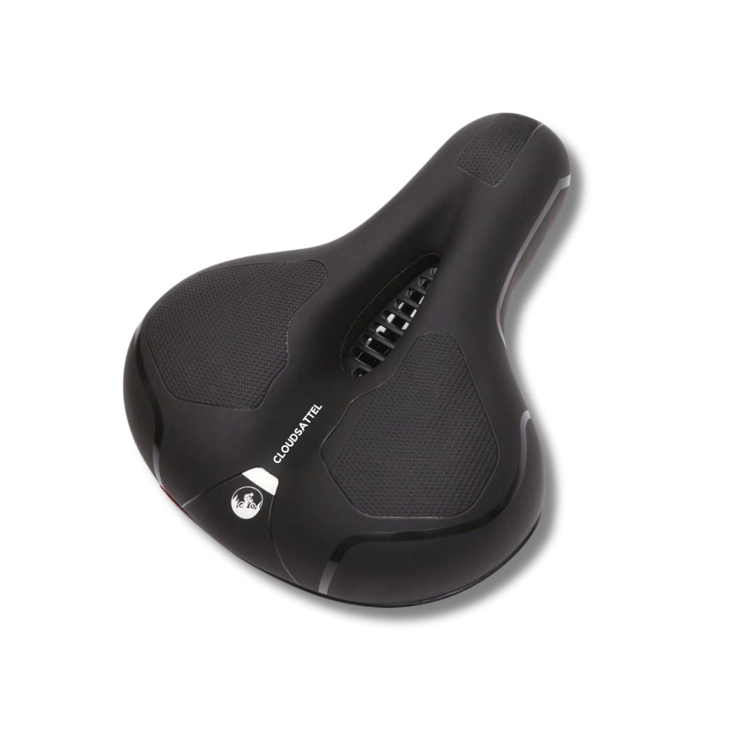 Ergonomisch, orthopedisch fietszadel met reflecterende streep en ventilatiesysteem voor pijnloos, veilig fietsen