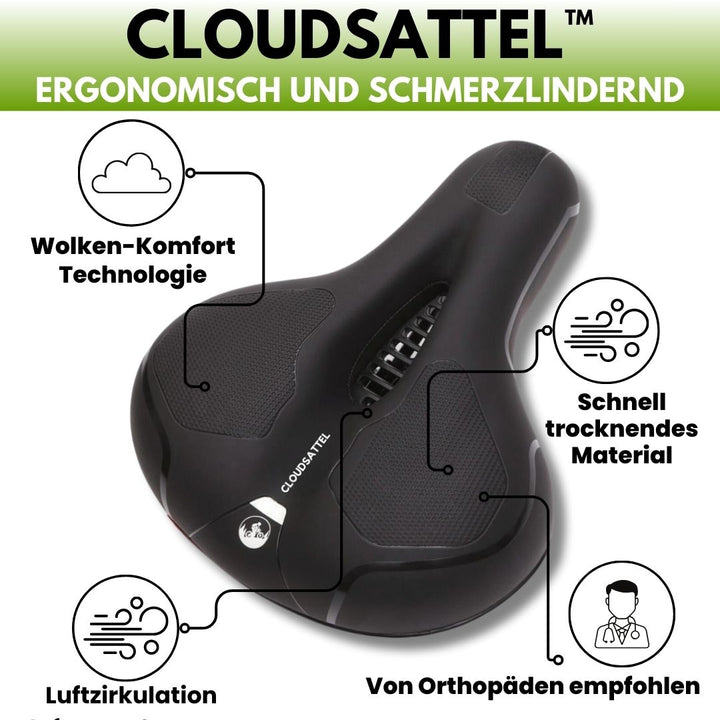 Ergonomisch, orthopedisch fietszadel met reflecterende streep en ventilatiesysteem voor pijnloos, veilig fietsen