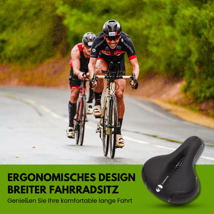 Ergonomisch, orthopedisch fietszadel met reflecterende streep en ventilatiesysteem voor pijnloos, veilig fietsen