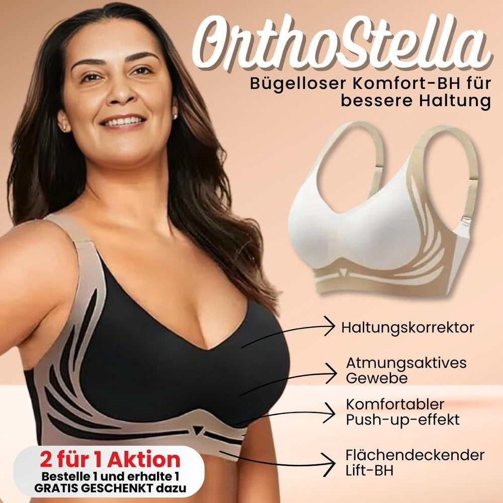 OrthoStella comfort bh, ergonomisch en beugelloos, verbetert de houding, biedt comfort en ondersteuning.