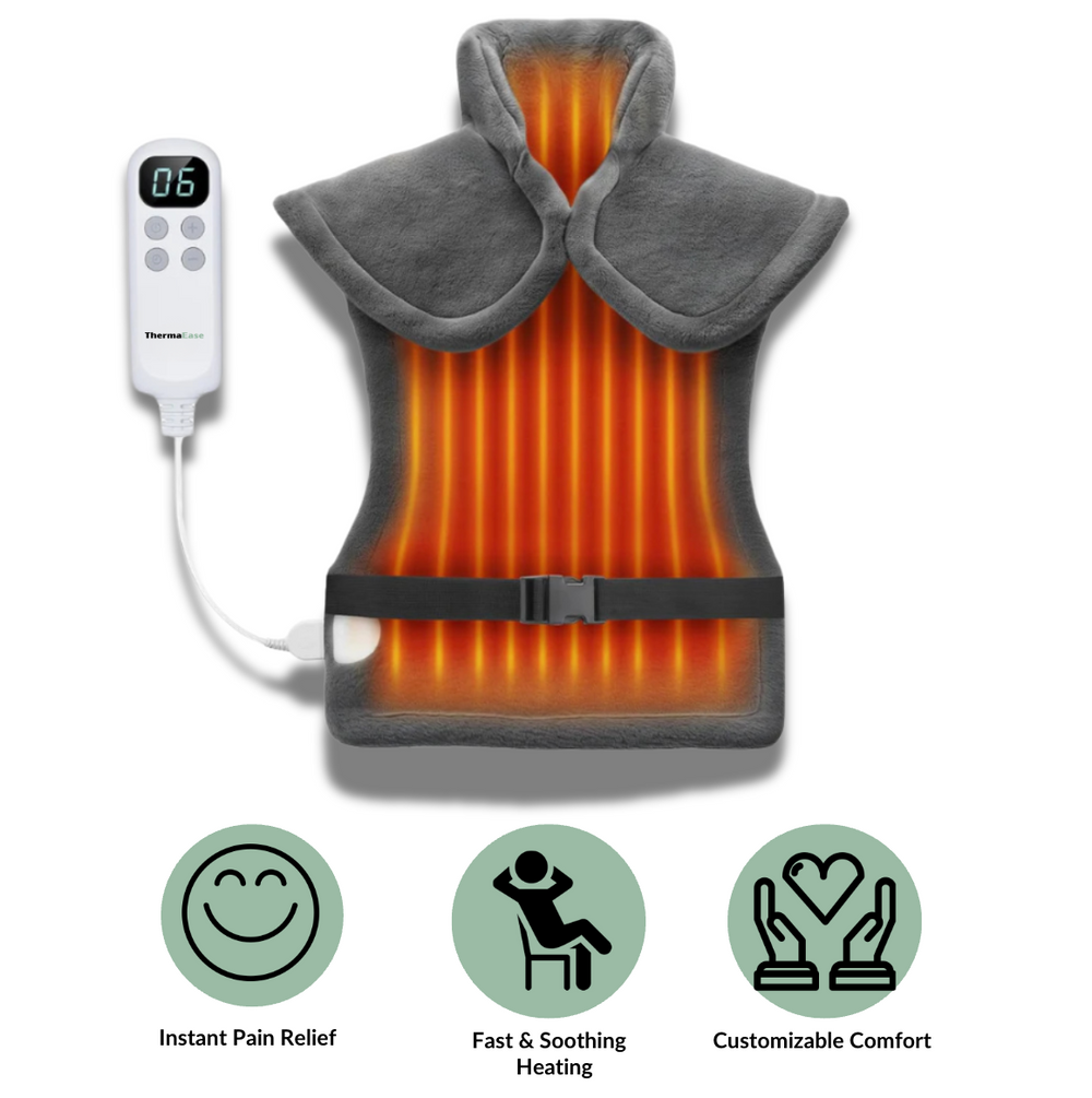 Ergonomische, draagbare rugverwarmer; gerichte warmte voor ontspanning, verlicht spierspanningen; compact en comfortabel.