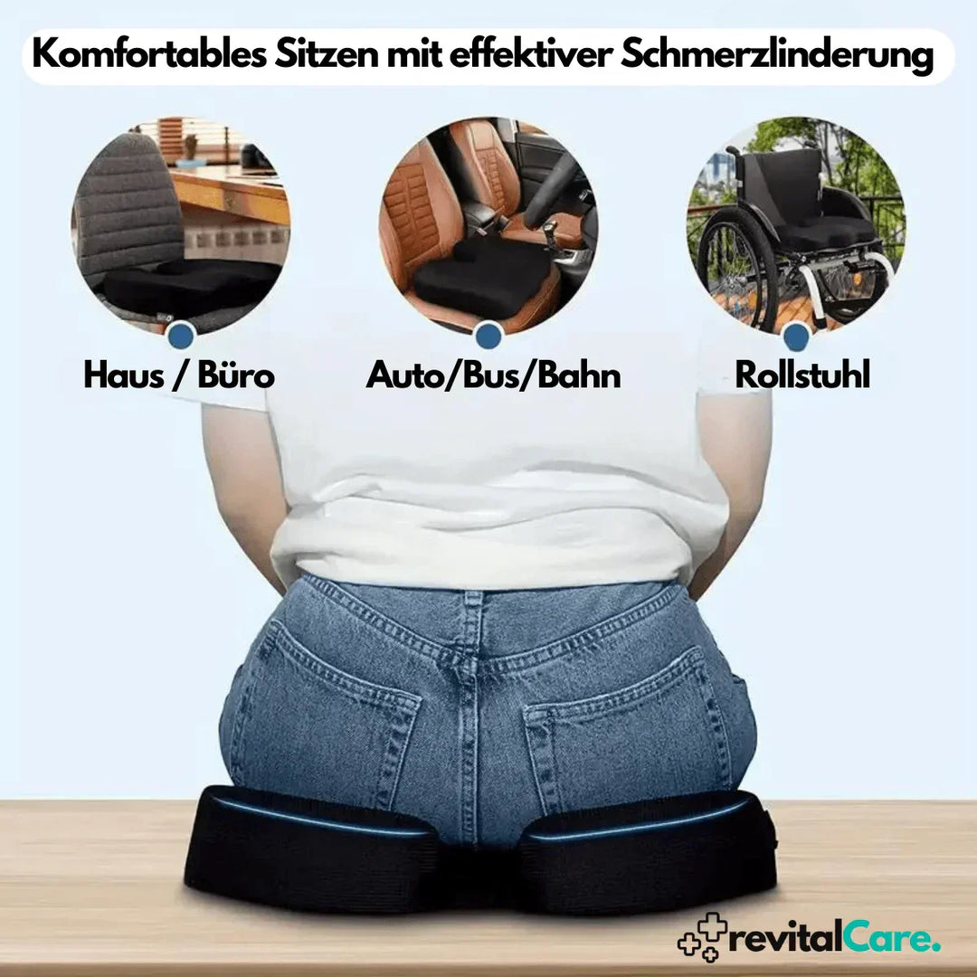 Ergonomisch 4D zitkussen, orthopedische ondersteuning, zwart traagschuim kussen, ademend, antislip