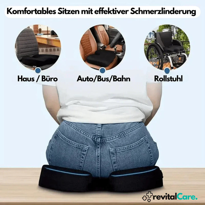 Ergonomisch 4D zitkussen, orthopedische ondersteuning, zwart traagschuim kussen, ademend, antislip