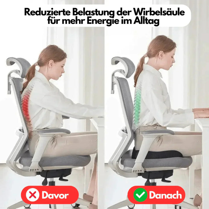 Ergonomisch 4D zitkussen, orthopedische ondersteuning, zwart traagschuim kussen, ademend, antislip
