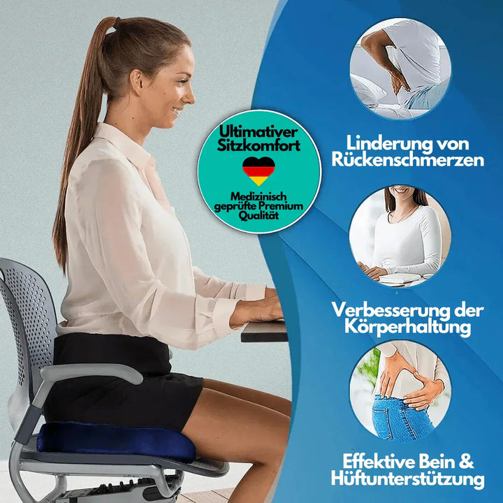 Ergonomisch 4D zitkussen, orthopedische ondersteuning, zwart traagschuim kussen, ademend, antislip