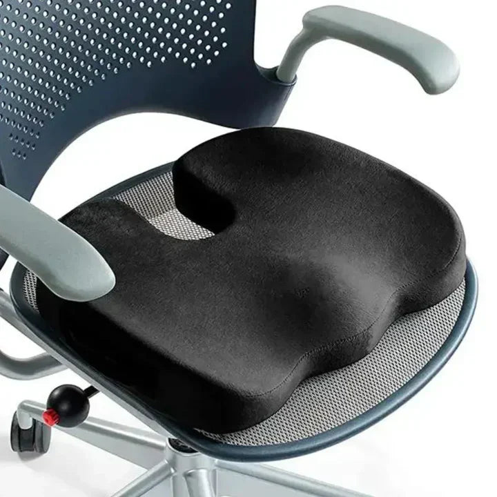 Ergonomisch 4D zitkussen, orthopedische ondersteuning, zwart traagschuim kussen, ademend, antislip