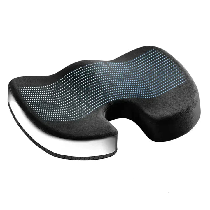 Ergonomisch 4D zitkussen, orthopedische ondersteuning, zwart traagschuim kussen, ademend, antislip