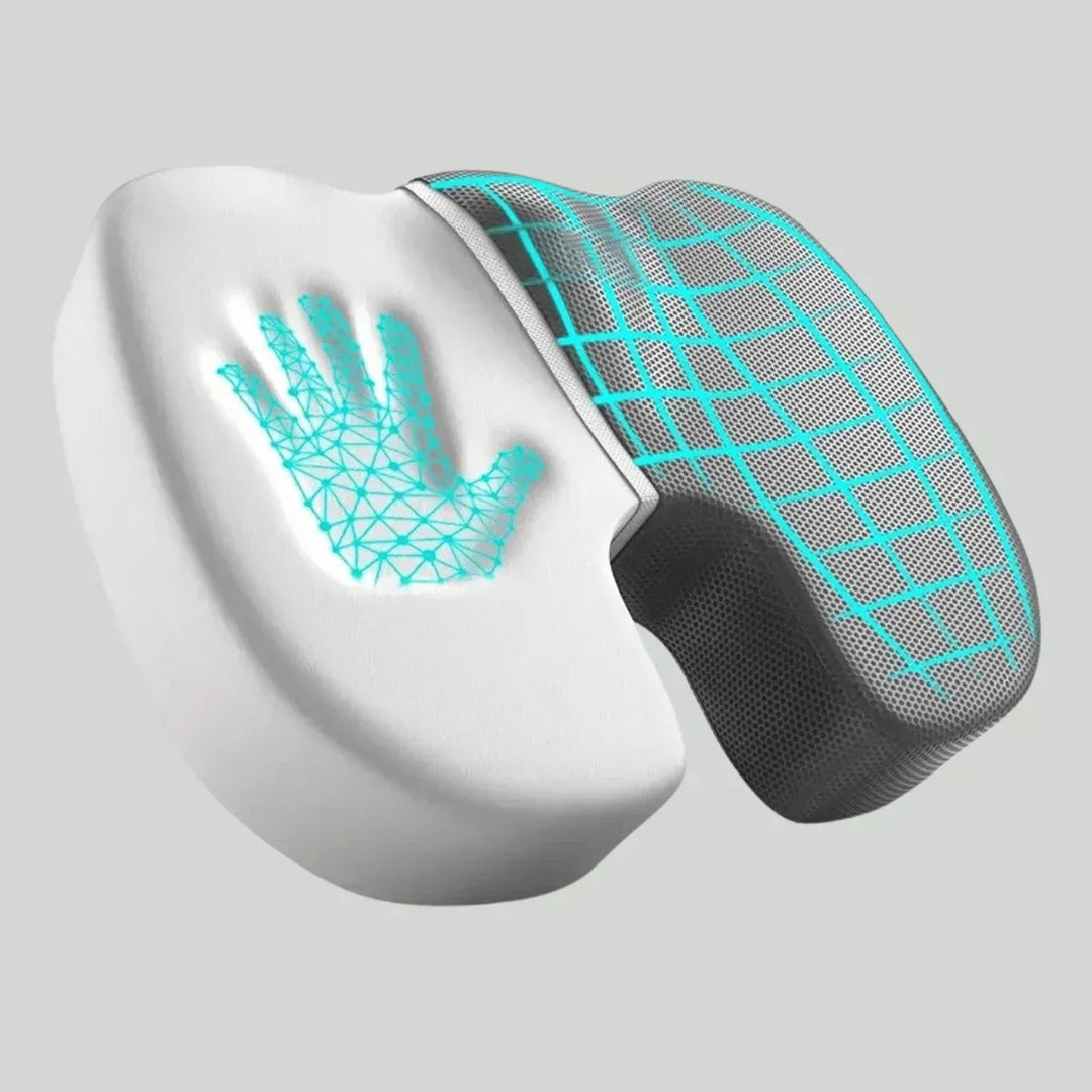 Ergonomisch 4D zitkussen, orthopedische ondersteuning, zwart traagschuim kussen, ademend, antislip