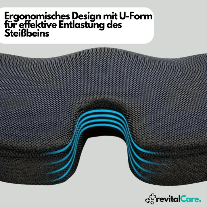 Ergonomisch 4D zitkussen, orthopedische ondersteuning, zwart traagschuim kussen, ademend, antislip