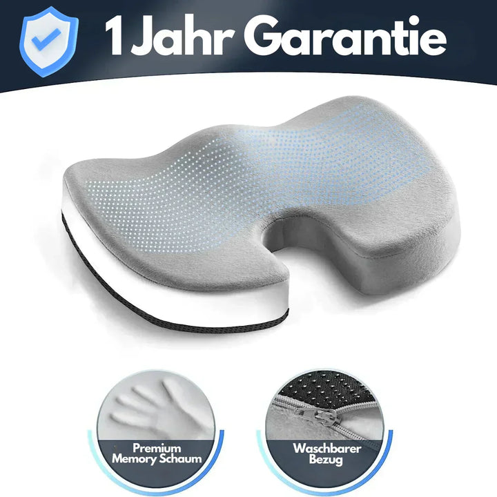Ergonomisch 4D zitkussen, orthopedische ondersteuning, zwart traagschuim kussen, ademend, antislip