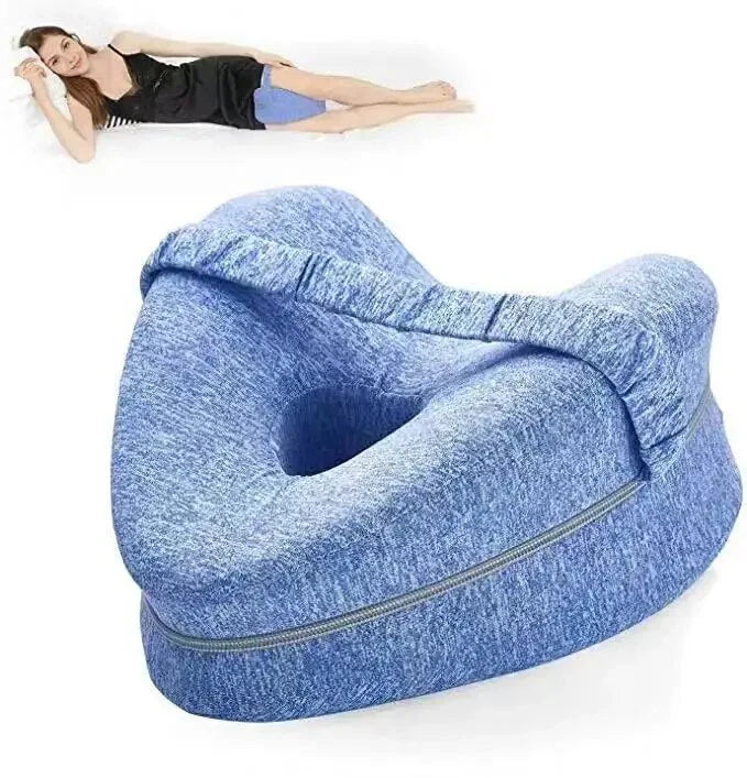 Ergonomisch kniekussen van traagschuim voor zijslapers, verbetert slaapcomfort en ondersteunt de lichaamshouding.