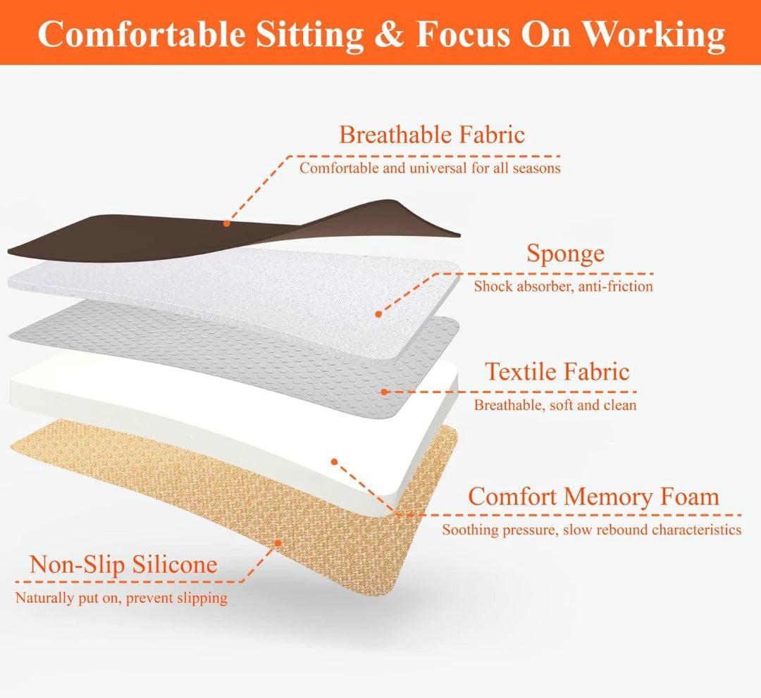 Ergonomisch grijs Memory Foam autostoelkussen van ademende stof voor optimaal comfort in de auto