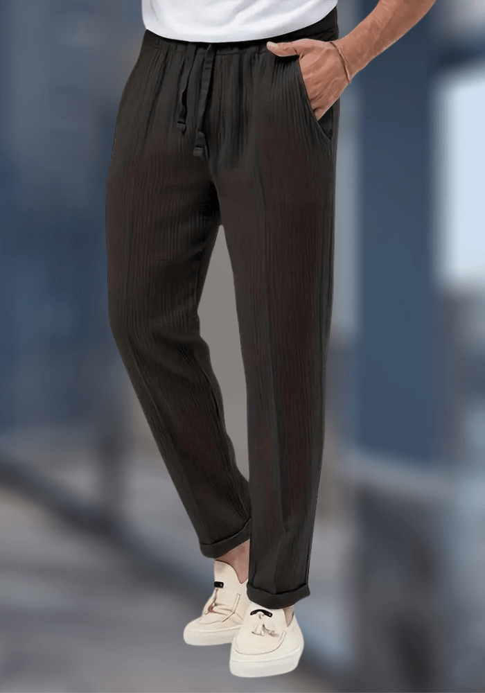 Heren luchtige losvallende linnen broek