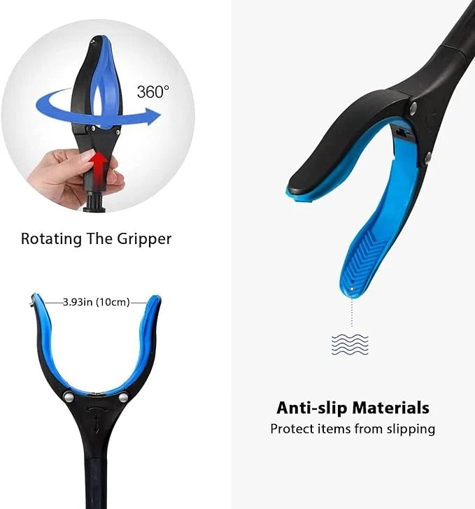 Opvouwbare grijper met 360° draaibare clip, ergonomisch, licht; ideaal voor het grijpen van moeilijk bereikbare objecten in de tuin en voor klussen.