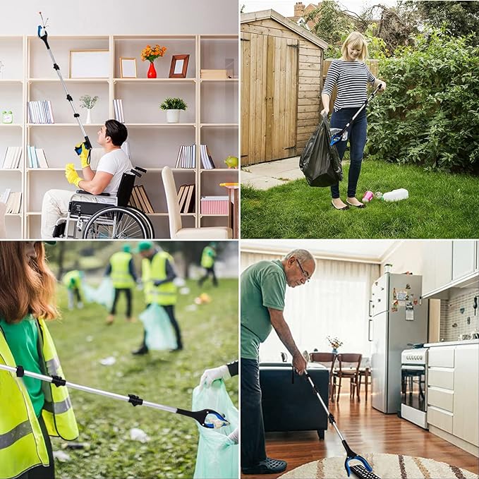 Opvouwbare grijper met 360° draaibare clip, ergonomisch, licht; ideaal voor het grijpen van moeilijk bereikbare objecten in de tuin en voor klussen.