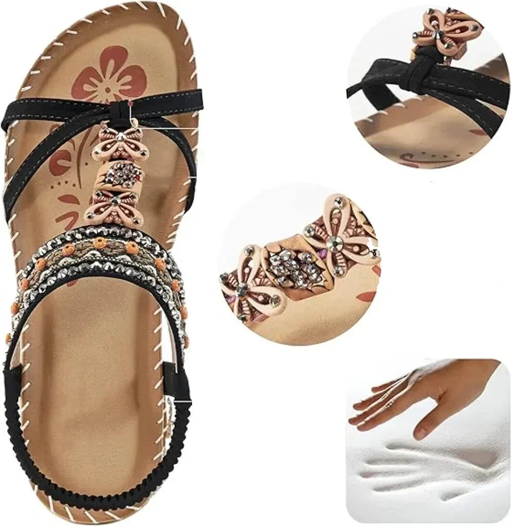Veelkleurige vegan instappers sandalen voor dames, met comfort en anti-slip zool.