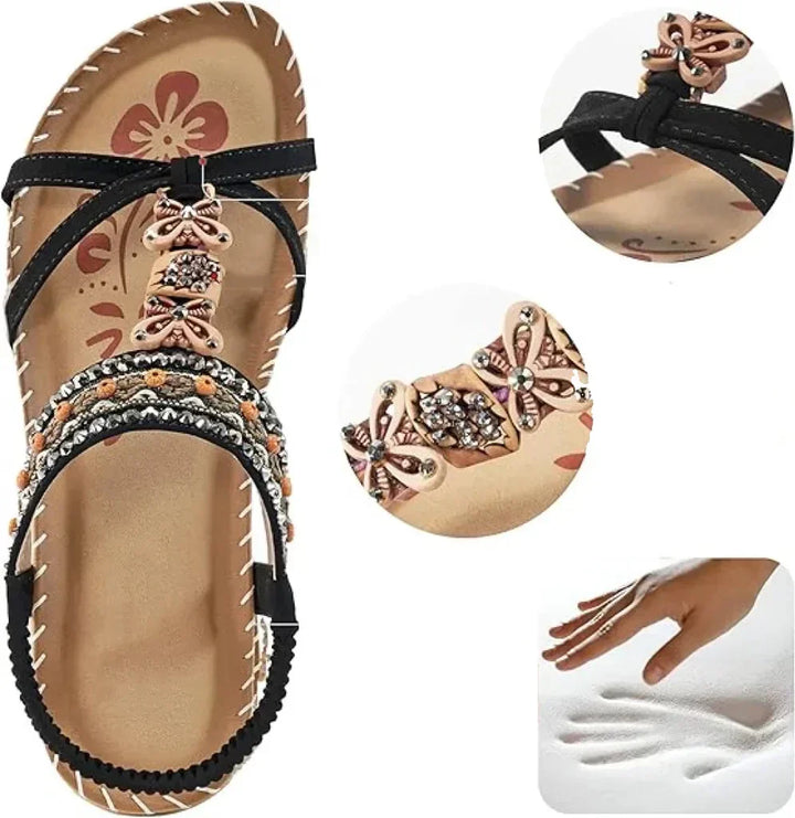 Veelkleurige vegan instappers sandalen voor dames, met comfort en anti-slip zool.