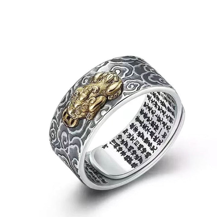 Feng Shui drakenring, unisex gelukssieraad voor rijkdom en voorspoed. Verstelbaar, retro design.