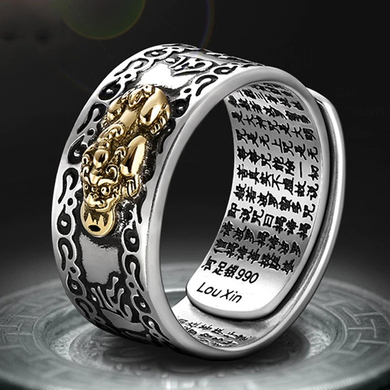 Spirituele mode ring: feng shui drakenring voor voorspoed, geluk en financiële groei.