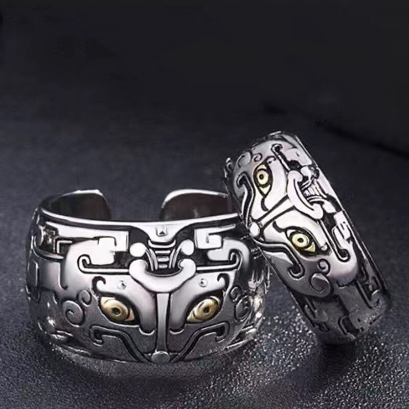 Duurzame metalen unisex drakenring, een feng shui sieraad voor geluk en overvloed.
