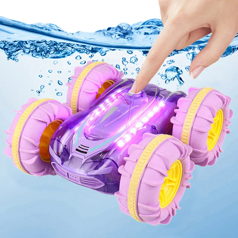 Afstandbestuurbare amfibie speelgoedauto voor land en water, veelzijdig, robuust en waterdicht, ideaal voor avonturen op elk terrein