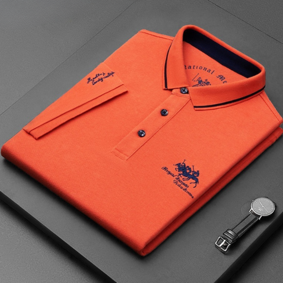 Finn Heren Poloshirt in Blauw, elegant met knoopsluiting, klassieke snit, hoge kwaliteit katoen, veelzijdige stijl.