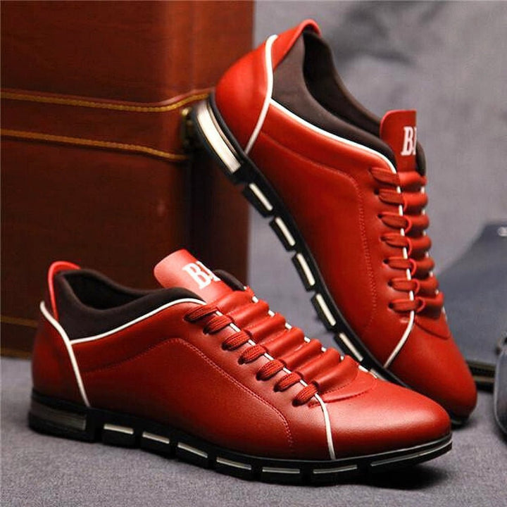 Heren platte wandelschoenen, elegant silhouet, bruin, comfortabel en veelzijdig voor dagelijks gebruik en wandelingen.