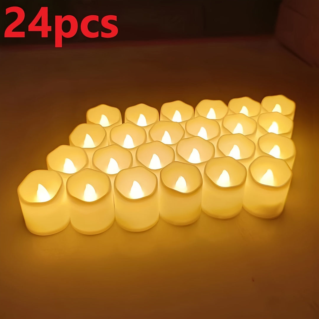 Vlamloze LED theelichtjes met warm flikkerend licht, ideaal voor bruiloften en evenementen. Veilig en rookvrij.