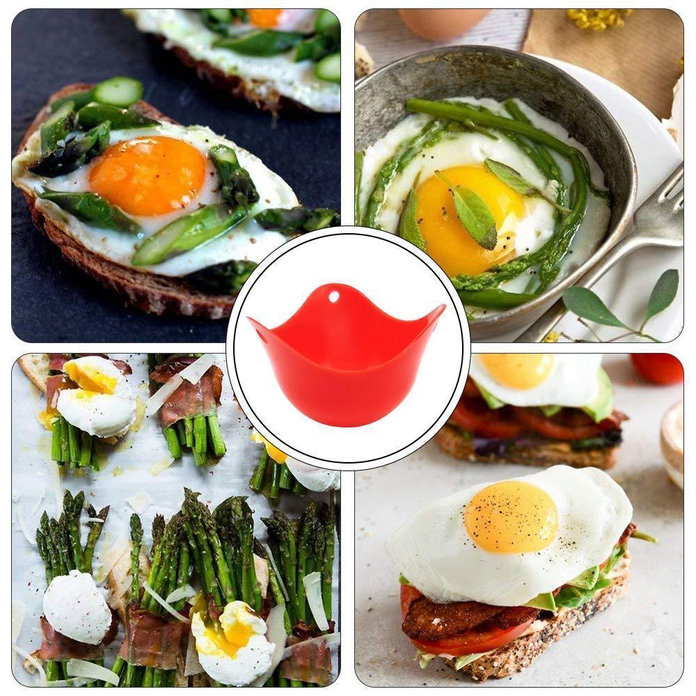 Flexibele siliconen eierpochierder, kleurrijk, compact, perfect gevormde eieren, eenvoudig te reinigen, keukenaccessoire.