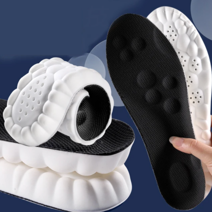 Gedetailleerde weergave FlexiStride hardloop inlegzolen, toont dempingszones en textuur voor voeten en sportcomfort.