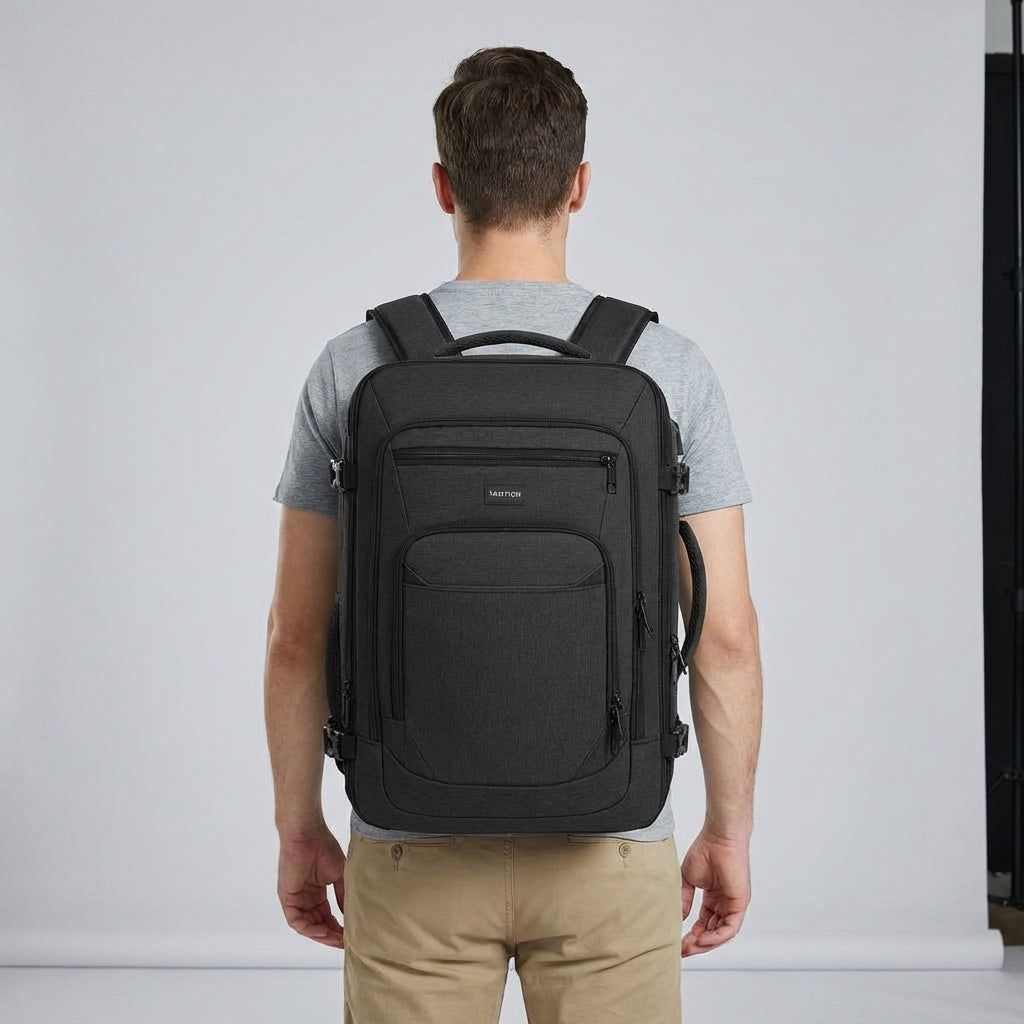 Uitbreidbare FlightFold zakenrugzak voor heren/dames, met slimme organisatievakken en TSA-vriendelijk laptopvak.