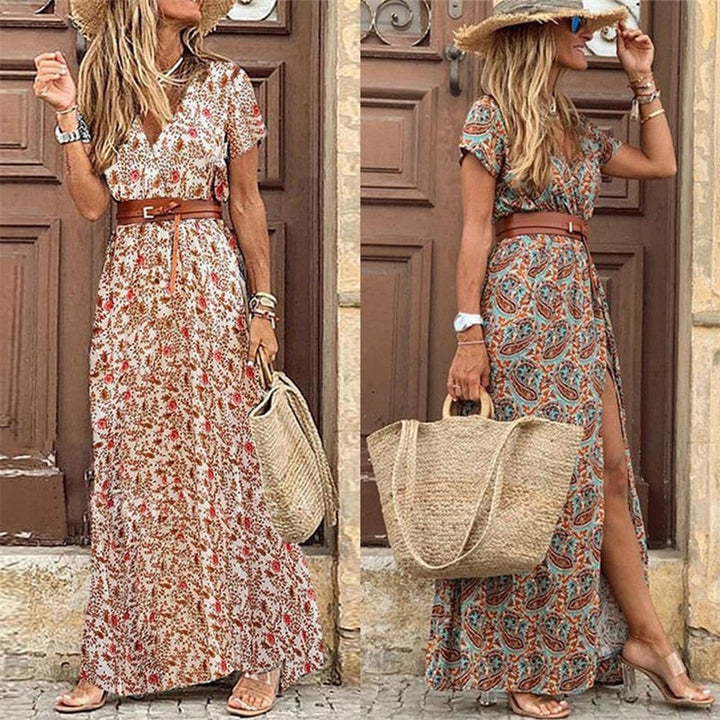 FloriekesDress dames zomerjurk: comfortabele, stijlvolle lange boho maxi jurk voor vrouwen. Perfect voor casual.