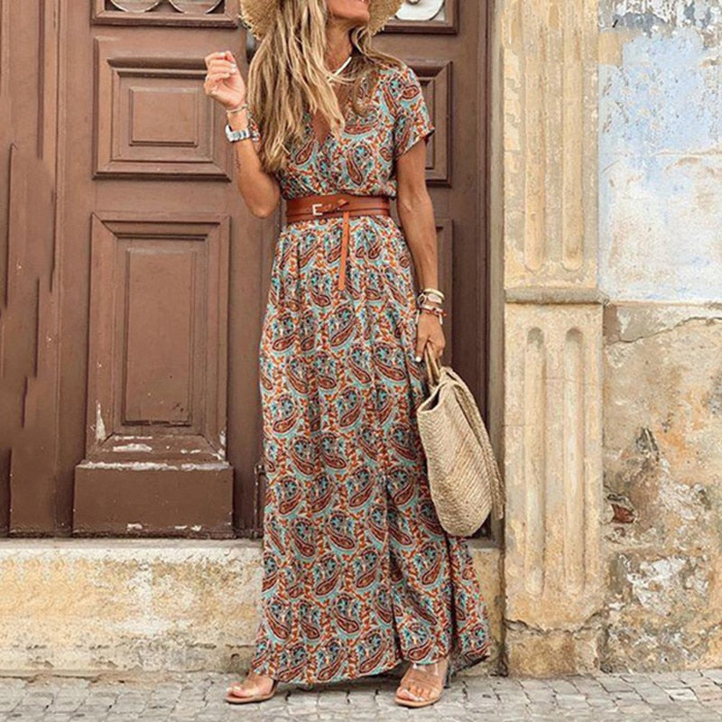 Lange FloriekesDress damesjurk: veelzijdige boho zomerjurk. Perfect als casual of elegante feestjurk.