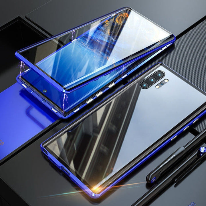 Fortiq magnetische glazen Samsung hoes: slank, schokbestendig telefoonhoesje voor Galaxy, volledige bescherming.