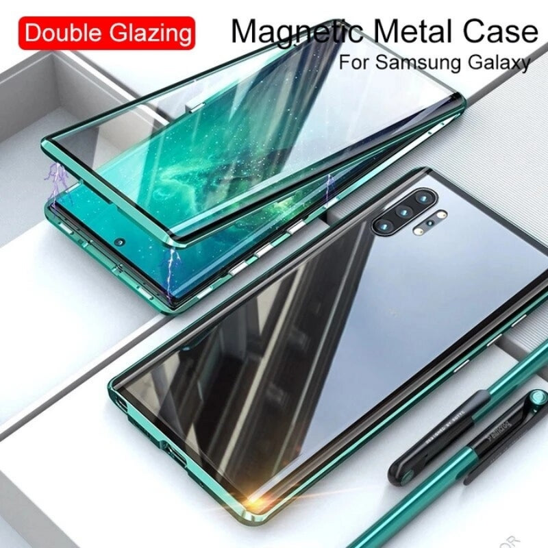 Modern Fortiq magnetisch glazen telefoonhoesje voor Samsung Galaxy, met slank design voor een elegante look.