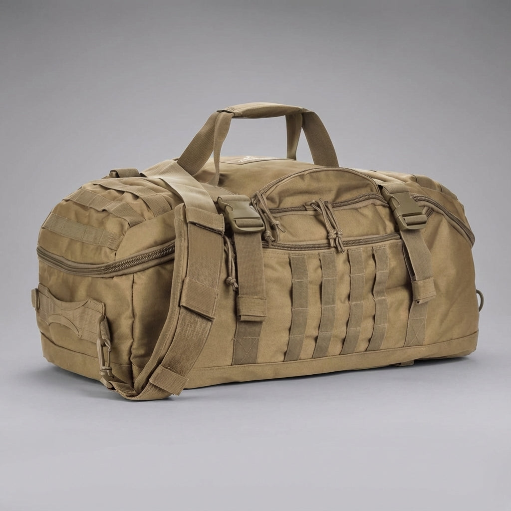 Tactische Fortivoy duffeltas, waterbestendig en comfortabel, perfect als sporttas, weekendtas of outdoor rugzak.