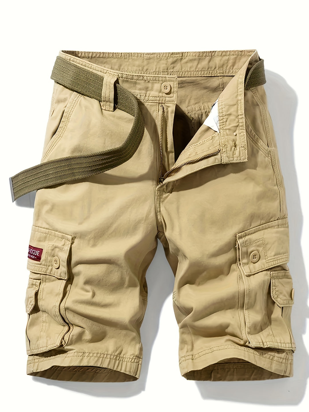 Grijze heren cargo shorts met rechte pijp, veel praktische zakken. Perfect voor casual zomerkleding & outdoor.