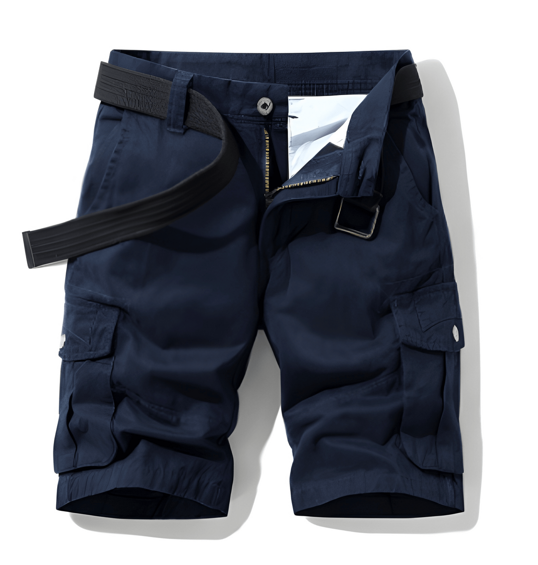 Khaki heren cargo shorts met comfortabele pasvorm, praktische zakken. Ideaal voor zomerse avonturen & outdoor kleding.