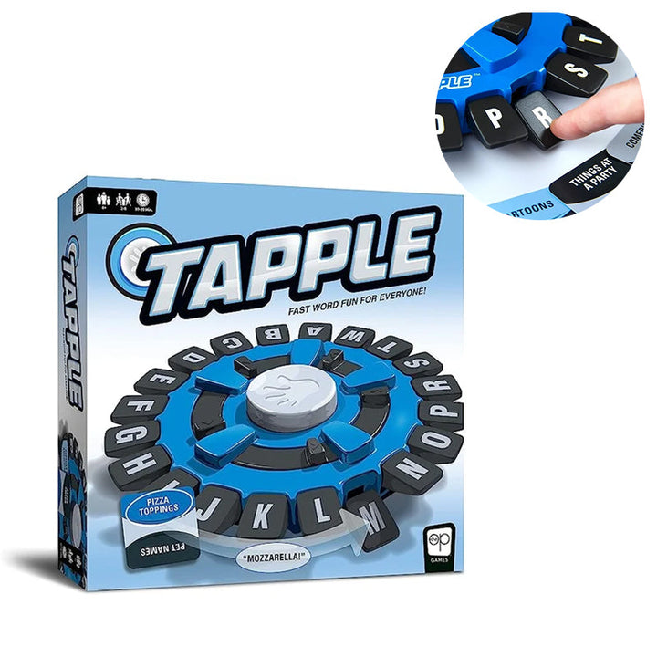Vrolijk Tapple familiespel met kleurrijk plastic wiel, perfect voor snelle familiespellen en creatieve woorduitdagingen