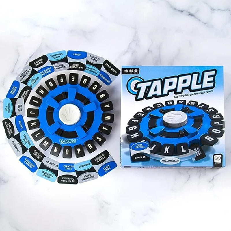 Vrolijk Tapple familiespel met kleurrijk plastic wiel, perfect voor snelle familiespellen en creatieve woorduitdagingen