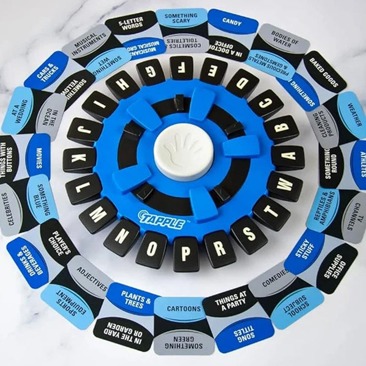Vrolijk Tapple familiespel met kleurrijk plastic wiel, perfect voor snelle familiespellen en creatieve woorduitdagingen