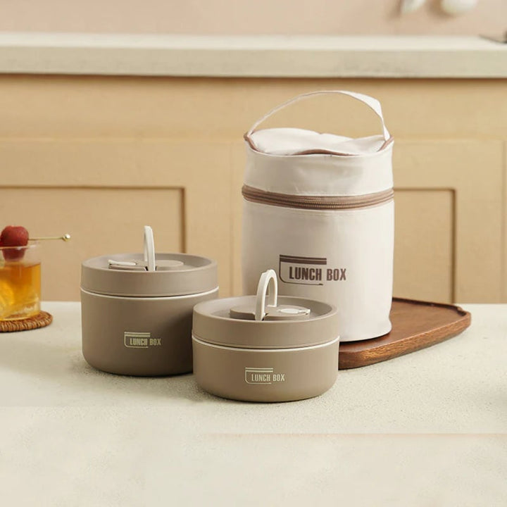 Stijlvolle FreshSeal thermische lunchbox vanuit verschillende hoeken. Modern en functioneel voor je dagelijkse lunch.
